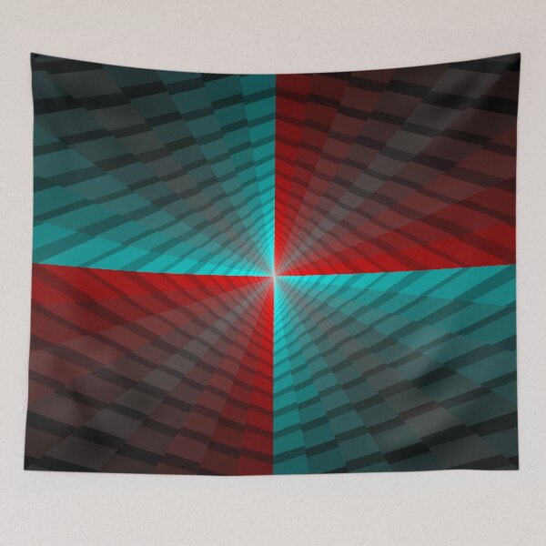 Item preview, Asymmetric Layout in Red and Turquoise, Geometric Abstraction, Abstract Art designed and sold by DDJust4U.