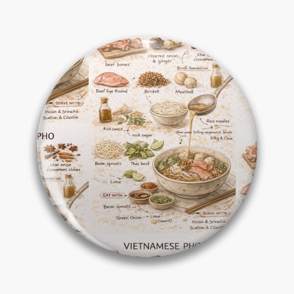 Item preview, Pho Recipe Shirt – Hand-Drawn Vietnamese Pasta Cooking Diagram Tee, Minimalist Food Illustration designed and sold by fishnsteve.