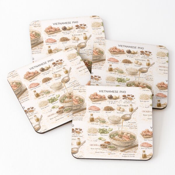 Item preview, Pho Recipe Shirt – Hand-Drawn Vietnamese Pasta Cooking Diagram Tee, Minimalist Food Illustration designed and sold by fishnsteve.