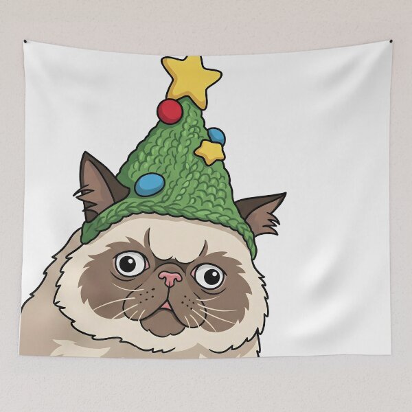 Item preview, Grumpy Christmas Cat Bah Humbug Sticker designed and sold by Strip to Stick.