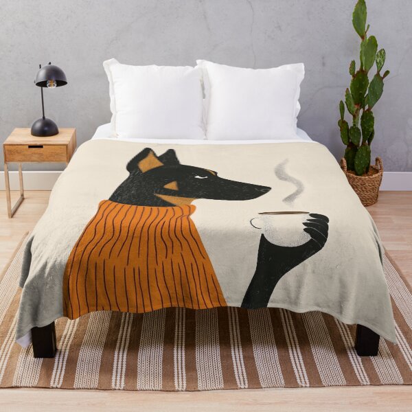 Item preview, Chic Doberman with Coffee | Modern & Quirky Kitchen Wall Art designed and sold by SurfolioPrints.
