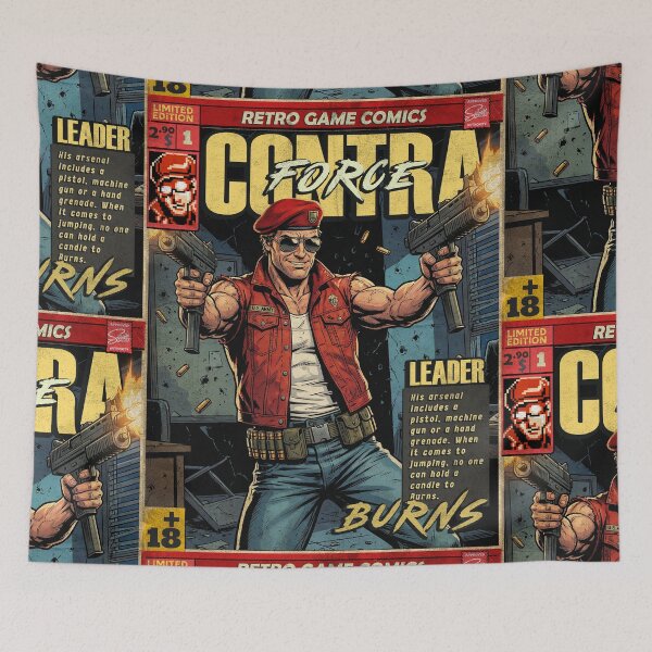 Item preview, Contra Force Burns Vintage Comic Cover Gaming Art designed and sold by Back2Collage.