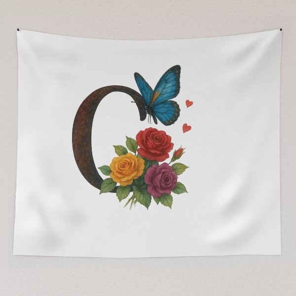 Item preview, Alphabet C with flowers and butterflies  designed and sold by Shandiz Design.