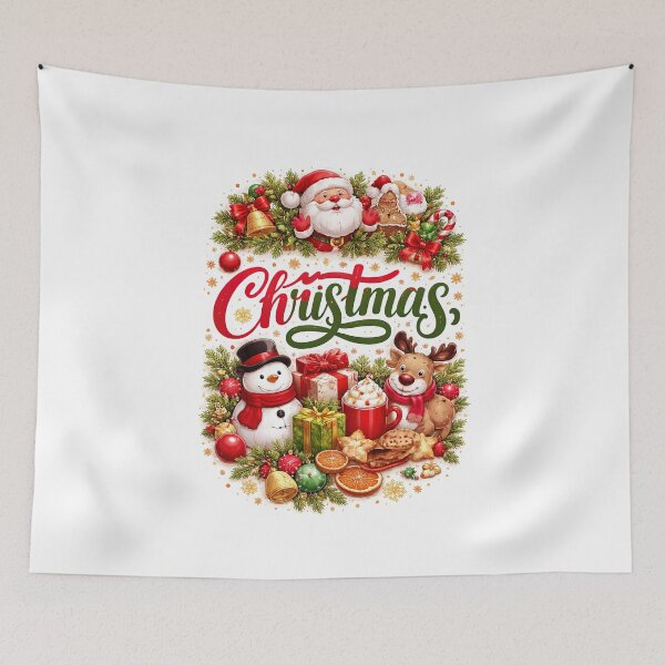 Item preview, Christmas Festive Illustration | Cute Santa Snowman Reindeer Holiday Art | Christmas Gift Design designed and sold by LoveLaxmi Arts.