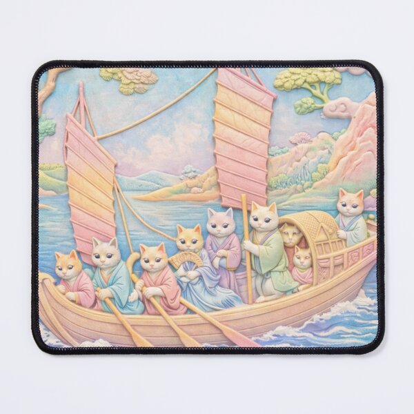Item preview, Pastel Bas-Relief Kittens in Traditional Sailing Boat designed and sold by Auroracat2025.