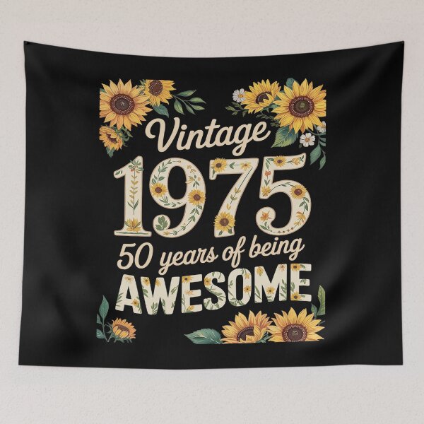 Item preview, 50 Year Old Funny Vintage 1975 Sunflower 50th Birthday  designed and sold by RoyTill0Art.