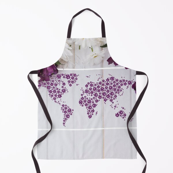 Item preview, Purple and White flowers on a wood background with an illustration of a world map made in flowers designed and sold by CHASAcreative.