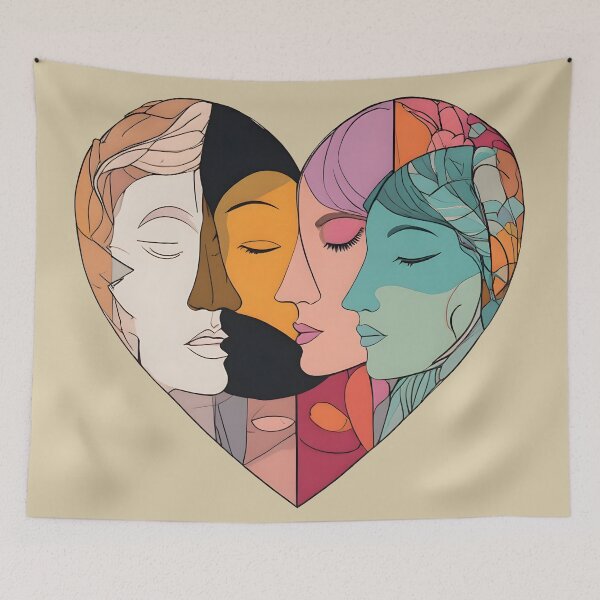 Item preview, Diversity Unity Heart Four Faces Togetherness designed and sold by Amplify-n-Co.