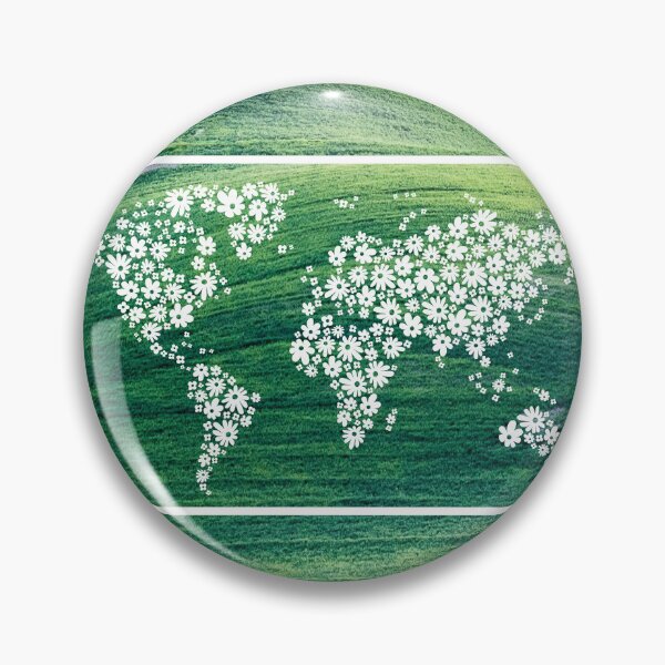 Item preview, Grassy Hills with illustration of the world map made with flowers designed and sold by CHASAcreative.
