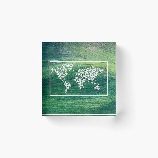 Item preview, Grassy Hills with illustration of the world map made with flowers designed and sold by CHASAcreative.