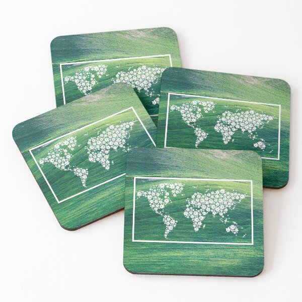 Item preview, Grassy Hills with illustration of the world map made with flowers designed and sold by CHASAcreative.