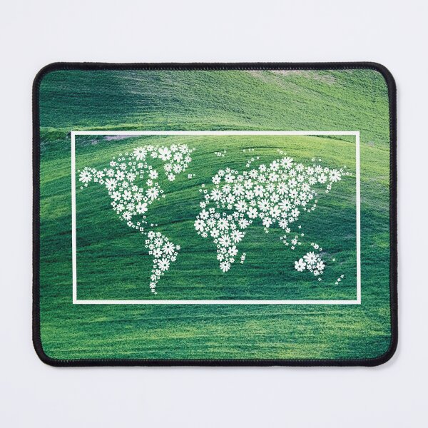 Item preview, Grassy Hills with illustration of the world map made with flowers designed and sold by CHASAcreative.
