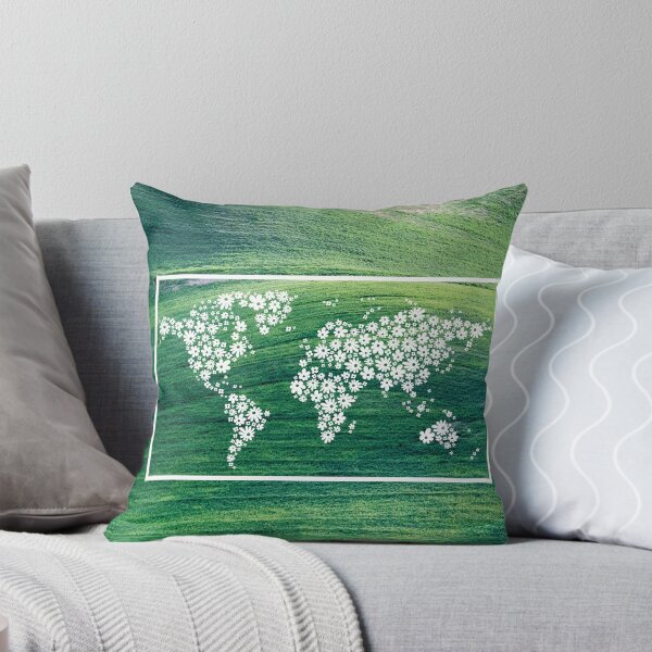 Item preview, Grassy Hills with illustration of the world map made with flowers designed and sold by CHASAcreative.