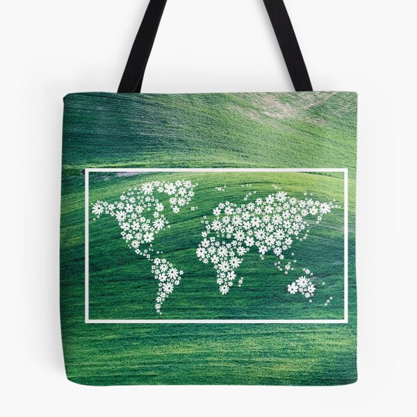 Item preview, Grassy Hills with illustration of the world map made with flowers designed and sold by CHASAcreative.