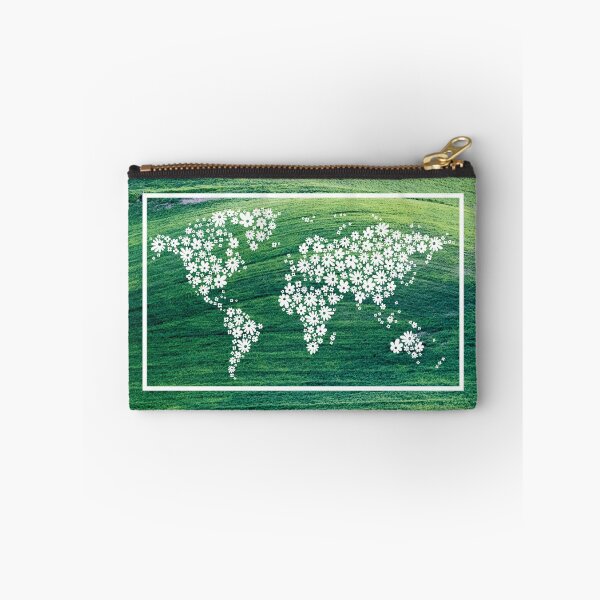 Item preview, Grassy Hills with illustration of the world map made with flowers designed and sold by CHASAcreative.