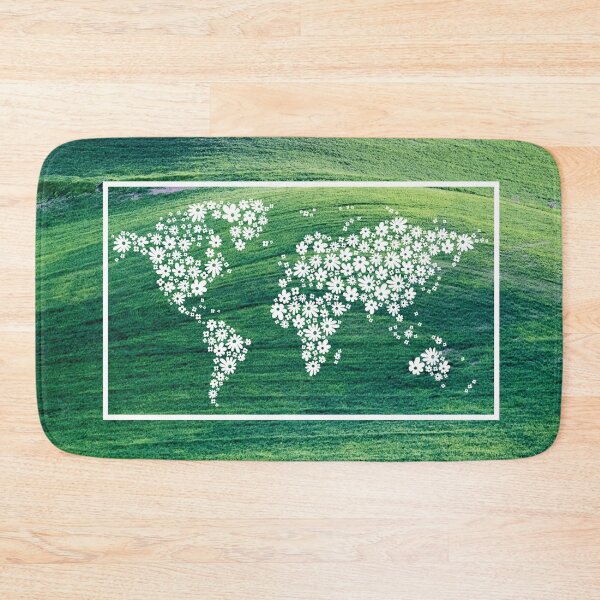 Item preview, Grassy Hills with illustration of the world map made with flowers designed and sold by CHASAcreative.