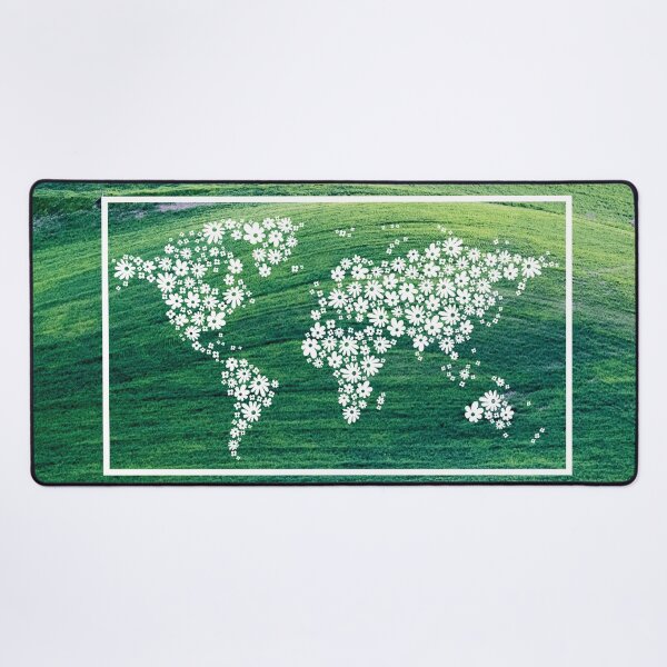 Item preview, Grassy Hills with illustration of the world map made with flowers designed and sold by CHASAcreative.