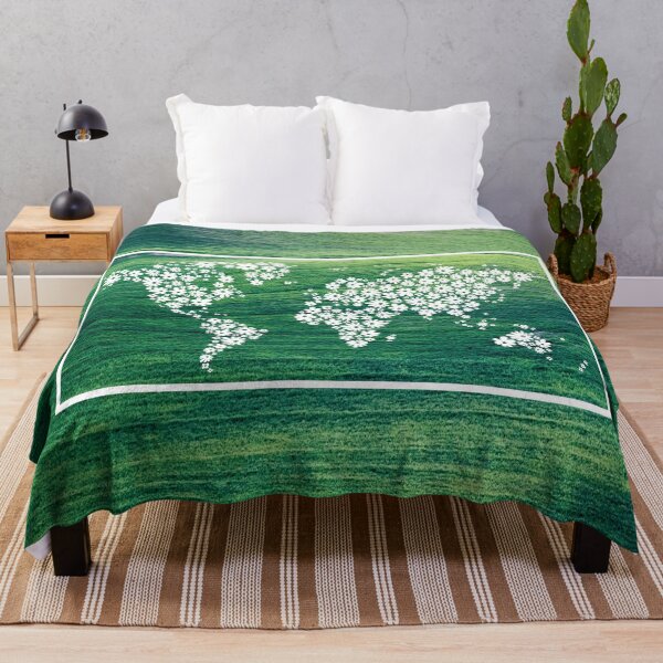 Item preview, Grassy Hills with illustration of the world map made with flowers designed and sold by CHASAcreative.