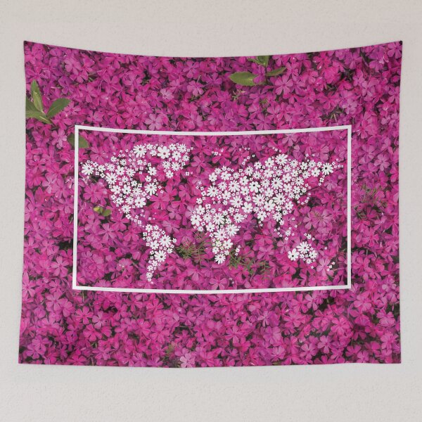 Item preview, Flower background with a floral version of the world map designed and sold by CHASAcreative.