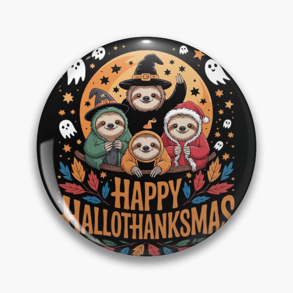 Item preview, Sloth Happy Hallothanksmas Halloween Thanksgiving Christmas  designed and sold by RuthGAArt.