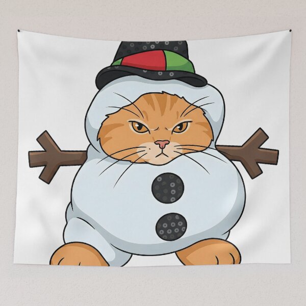 Item preview, Funny Grumpy Orange Cat in Snowman Costume designed and sold by Strip to Stick.