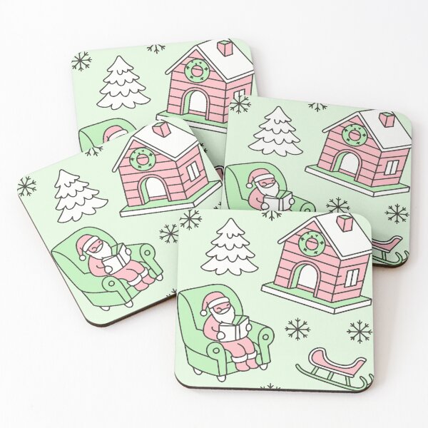 Item preview, Cozy Christmas Storybook Pattern – Santa Reading by Fireplace with Snowy Cabin & Trees for Mugs, Tote Bags & Wall Art designed and sold by CHRONIN.