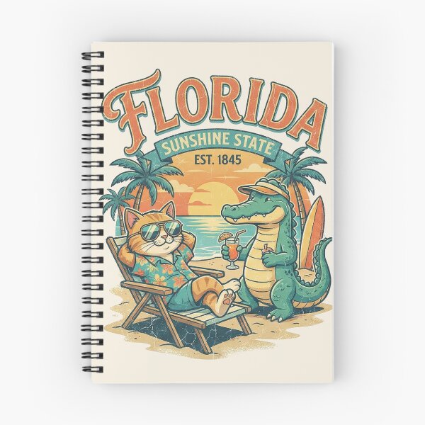 Item preview, Florida Sunshine State - Funny Cat and Alligator Summer Beach Art designed and sold by AdyKurniawan.