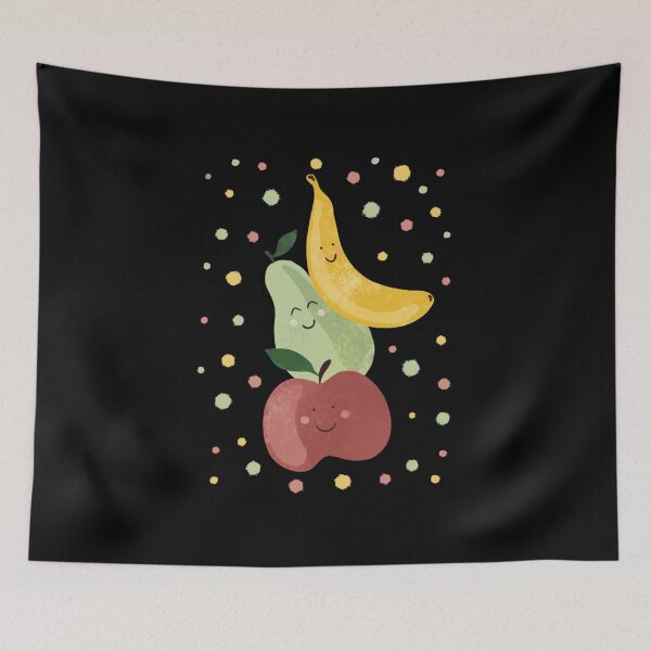 Item preview, Cute Fruit Friends – Smiling Banana, Pear & Apple Illustration  designed and sold by reyvelert.