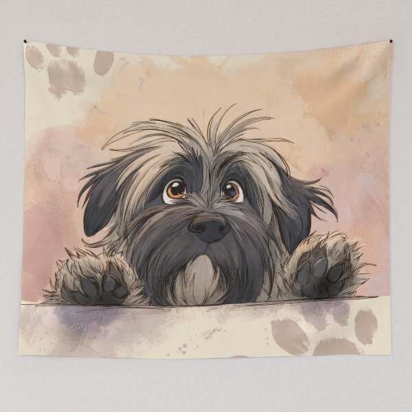 Item preview, Longhaired Pyrenean Sheepdog Peeking over Wall 01 designed and sold by Elisabeth Lucas.