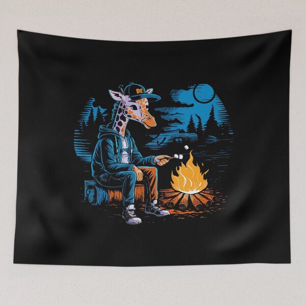 Item preview, Funny Giraffe Campfire Animals Hiking Camping Giraffe Hiker designed and sold by knjisapueyesq.