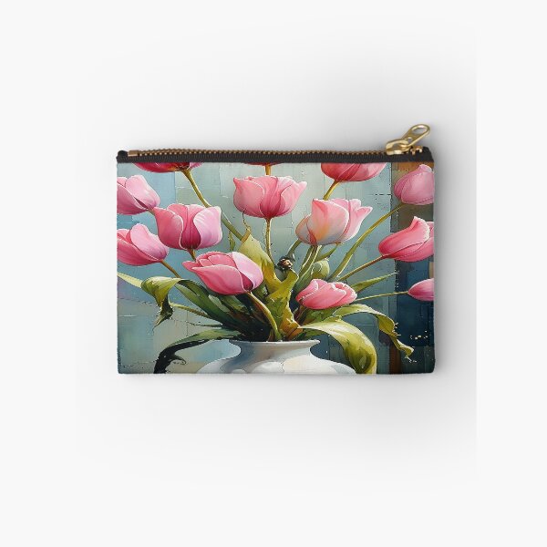 Item preview, Watercolor painting of pink tulips in a vase 2 designed and sold by DinsignStudio.