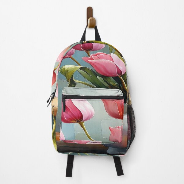 Item preview, Watercolor painting of pink tulips in a vase 2 designed and sold by DinsignStudio.