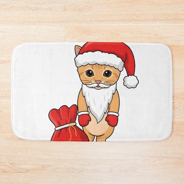 Item preview, Cute Orange Cat Santa Claus with Beard and Gift Sack designed and sold by Strip to Stick.