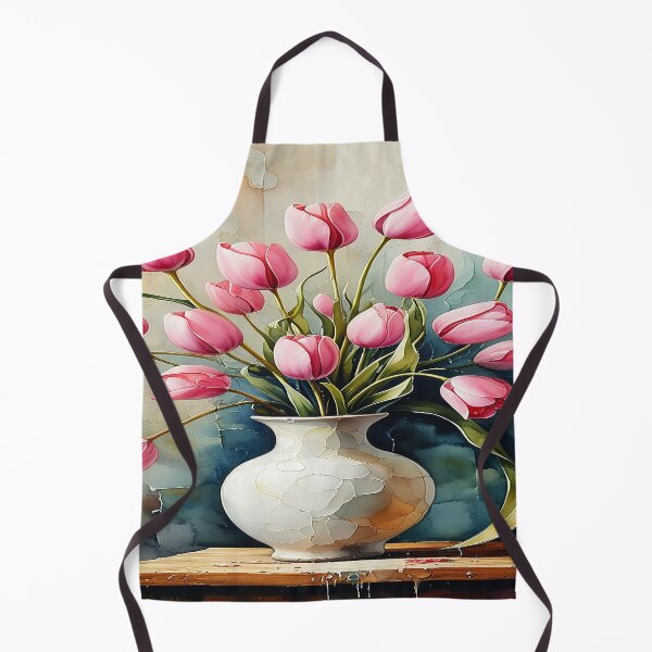 Item preview, Watercolor painting of pink tulips in a vase 3 designed and sold by DinsignStudio.