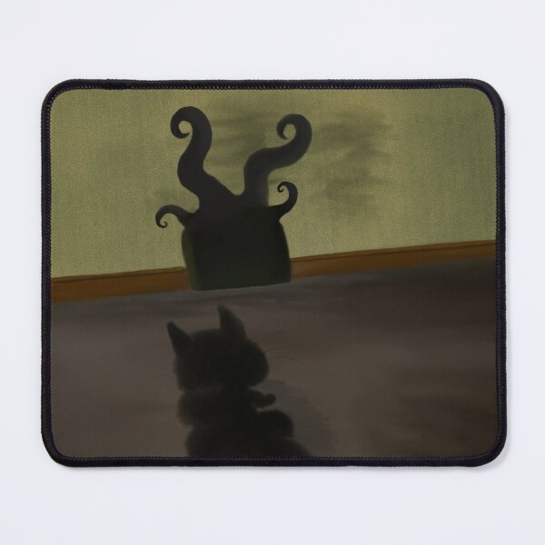 Item preview, Curious Cat and the Unknown - Surreal Tentacle Scene Art designed and sold by BnutPutterArts.