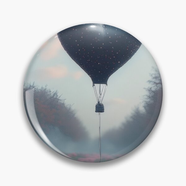 Item preview, Black heart-shaped balloon over a pink flower field designed and sold by Mianku | Für das Leben.