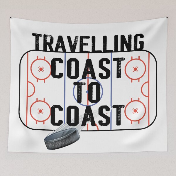 Item preview, Hockey saying: Travelling Coast to Coast with image of puck and ice surface designed and sold by CHASAcreative.
