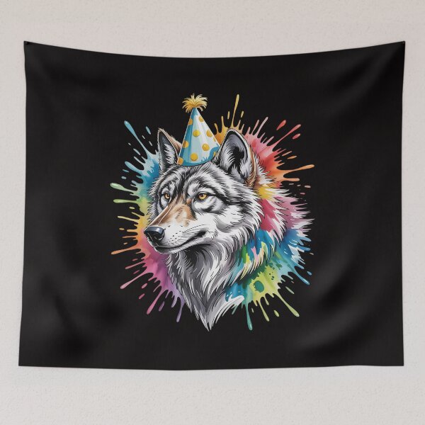 Item preview, Wolf Birthday Hat Themed Party Wolves Painting Wolf Lover designed and sold by margaridroso.