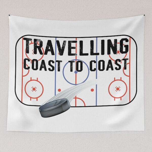 Item preview, Hockey saying: Travelling Coast to Coast with image of puck and ice surface designed and sold by CHASAcreative.