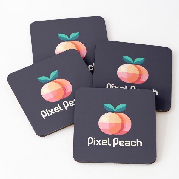 Item preview, Pixel Peach – Geometric Fruit Logo on Dark Background designed and sold by SplashTastic.