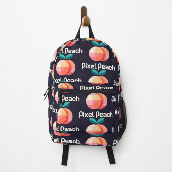Item preview, Pixel Peach – Geometric Fruit Logo on Dark Background designed and sold by SplashTastic.