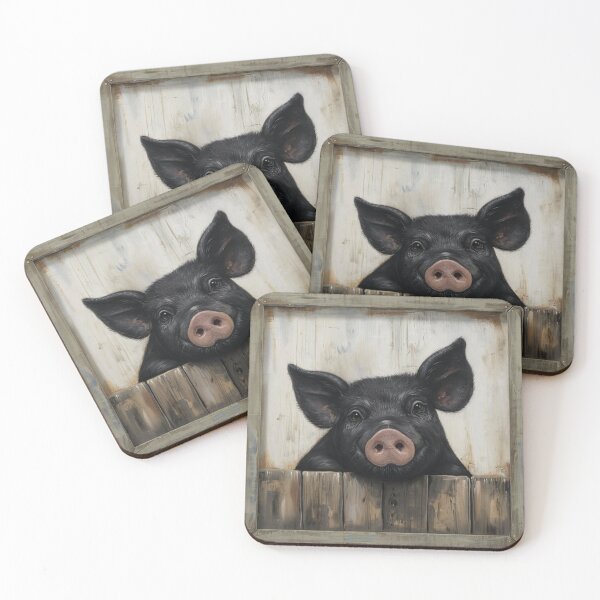 Item preview, Curious Little Black Pig designed and sold by ArgentoArt.