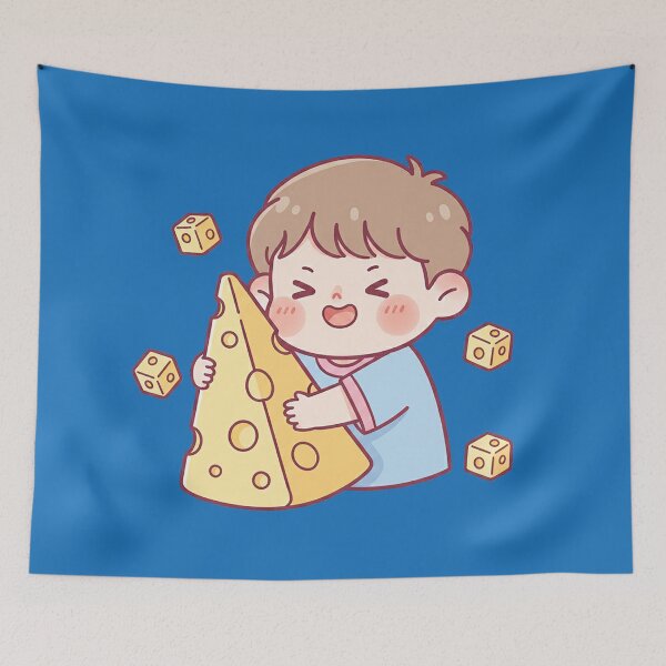 Item preview, The little boy hugged a big piece of cheese. designed and sold by FluffyGallery.