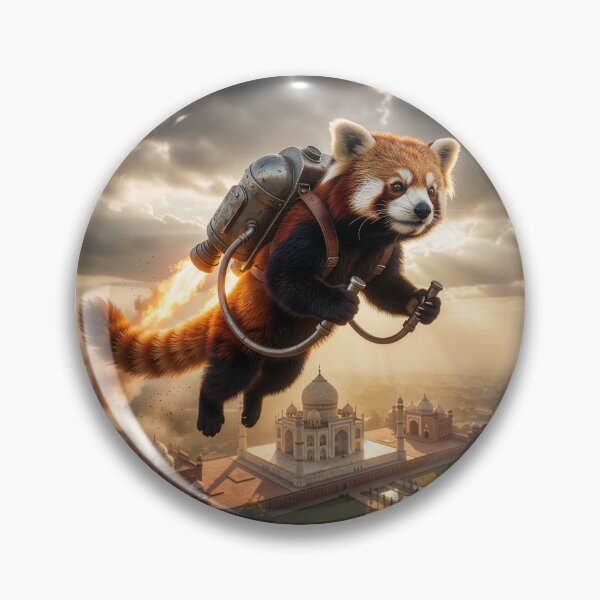 Item preview, Red Panda Flies Over Taj Mahal with Jetpack designed and sold by Tridentulus.