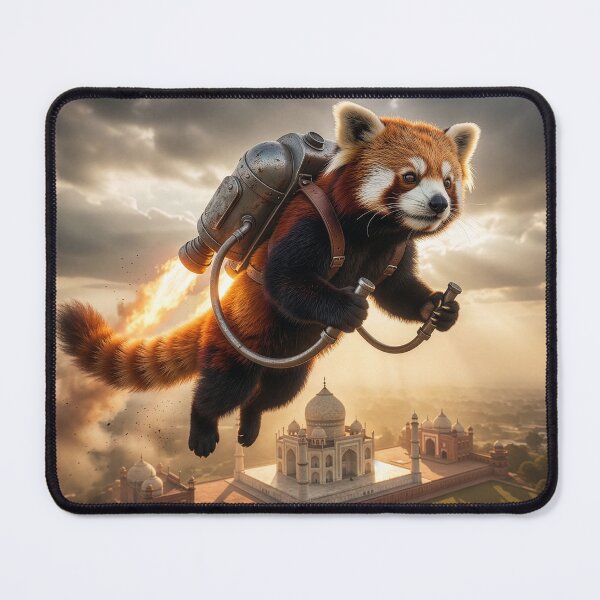 Item preview, Red Panda Flies Over Taj Mahal with Jetpack designed and sold by Tridentulus.