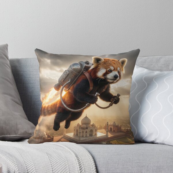 Item preview, Red Panda Flies Over Taj Mahal with Jetpack designed and sold by Tridentulus.