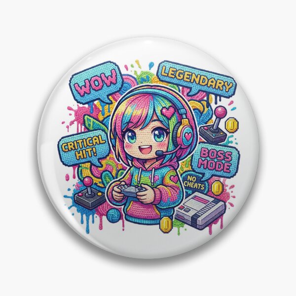 Item preview, Crocheted Gamer Girl with Retro Gaming Icons designed and sold by newvisionart191.