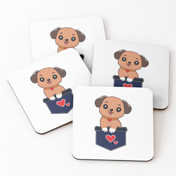 Item preview, Cute Puppy in Pocket with Heart – Kawaii Dog designed and sold by Marshallamoakohene.