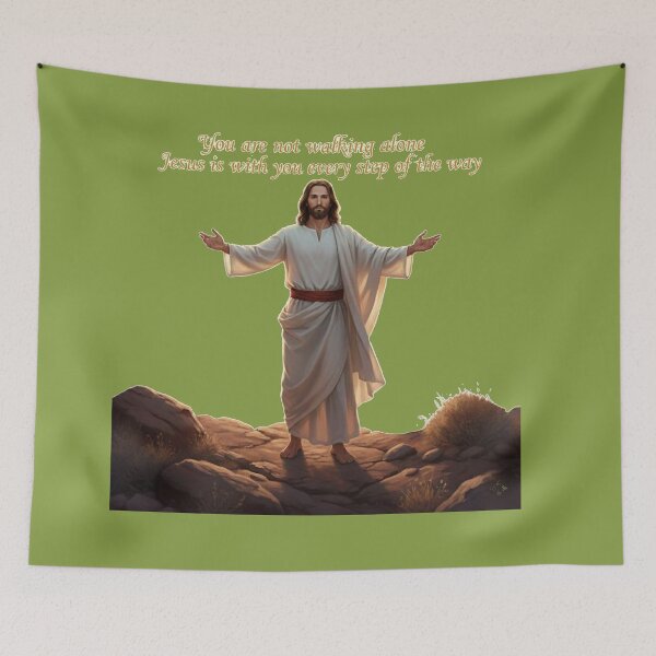 Item preview, You Are Not Walking Alone – Jesus Faith & Hope Inspirational Art designed and sold by DroolWorthyUS.
