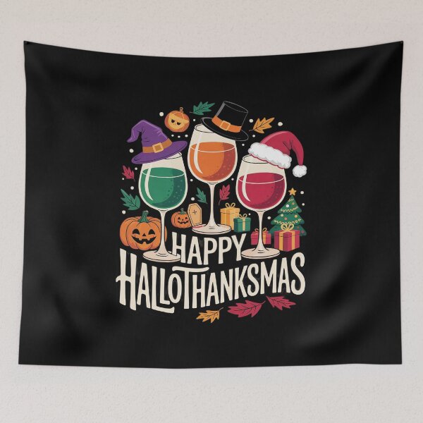 Item preview, Womens halloween thanksgiving christmas happy hallothanksmas glass  designed and sold by RsFilsingerArt.